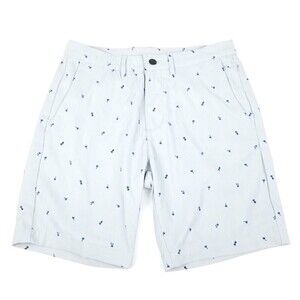 JACHS Novelty Print Vacation Pineapple Palm Tree Print Gray Blue Shorts Mens 31